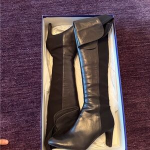 Black leather, size 10 Stuart Weitzman heeled boots